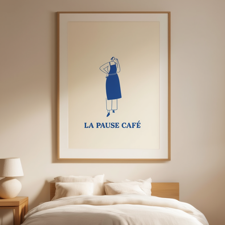 La Pause Café – Minimalist Wall Art Print