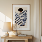 Blue Striped Dress – Illustrated Fashion Portrait Art Print