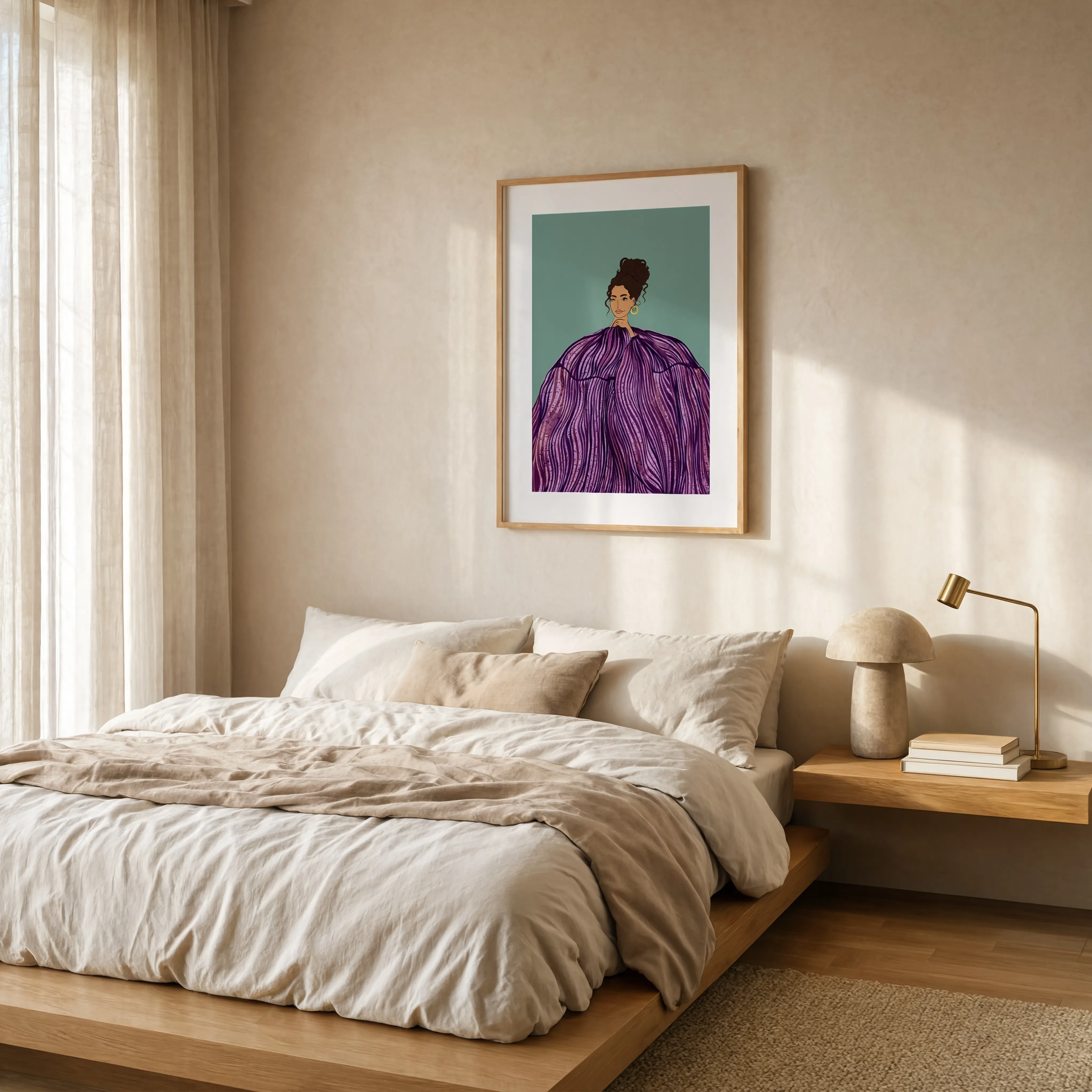 Draped Woman Gown Print | Emerald Hue | Contemporary Feminine Art Print