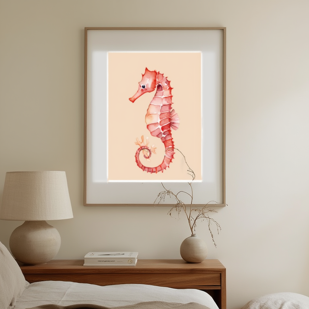 Seahorse Art Print – Marine Illustration
