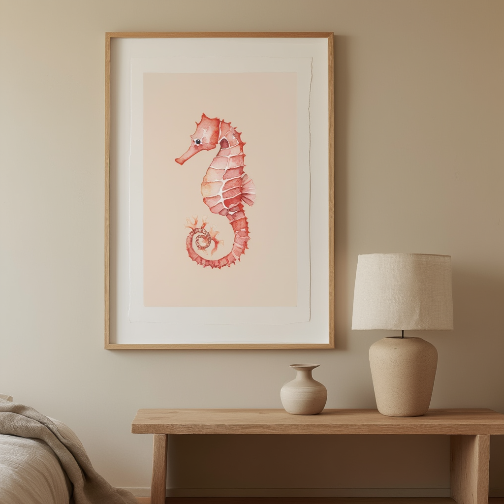 Seahorse Art Print – Marine Illustration