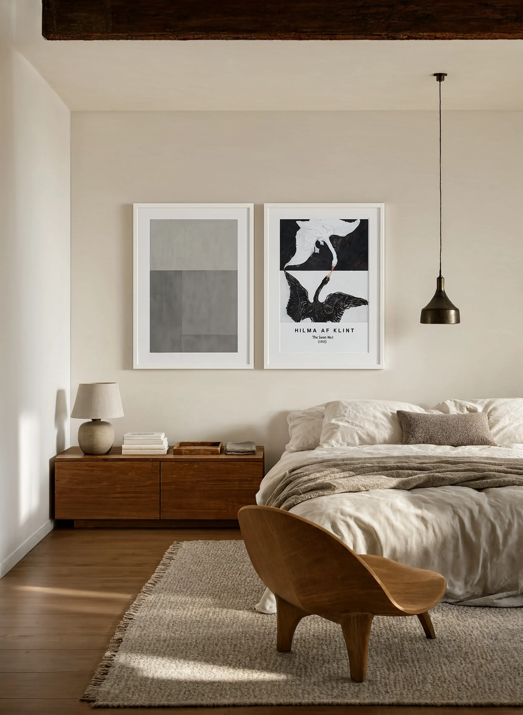 Set of 2 Hilma af Klint – The Swan No. 1 & Monolithic Composition | Abstract & Brutalist Contemporary Wall Art Prints