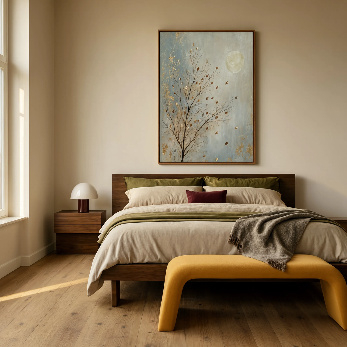 Golden Leaves Drifting | Contemporary Botanical Wall Art Print