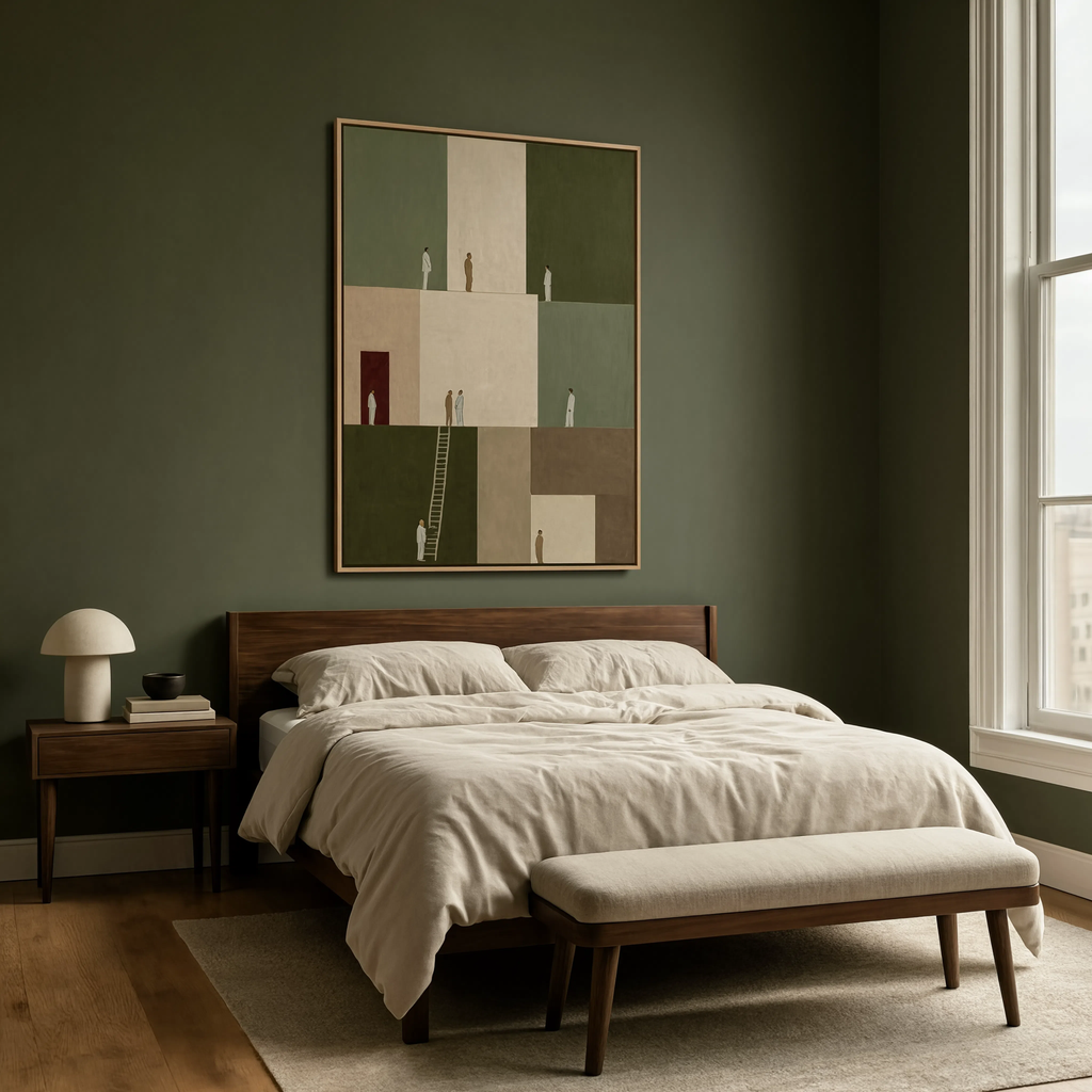 Olive Geometric Figures I | Contemporary Figurative Wall Art Print