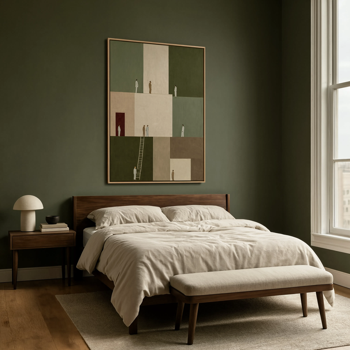 Olive Geometric Figures I | Contemporary Figurative Wall Art Print