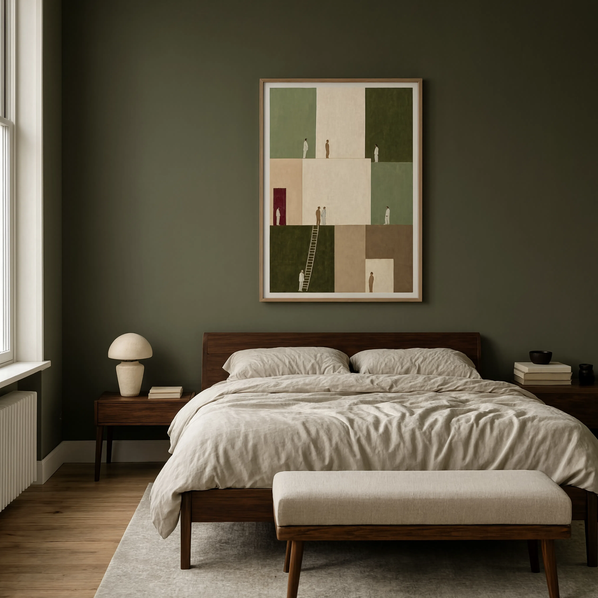 Olive Geometric Figures I | Contemporary Figurative Wall Art Print