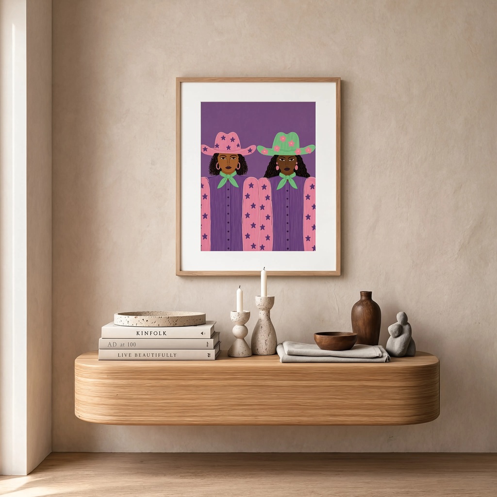 Modern Black Girls Cowgirl | Contemporary Western Art Print