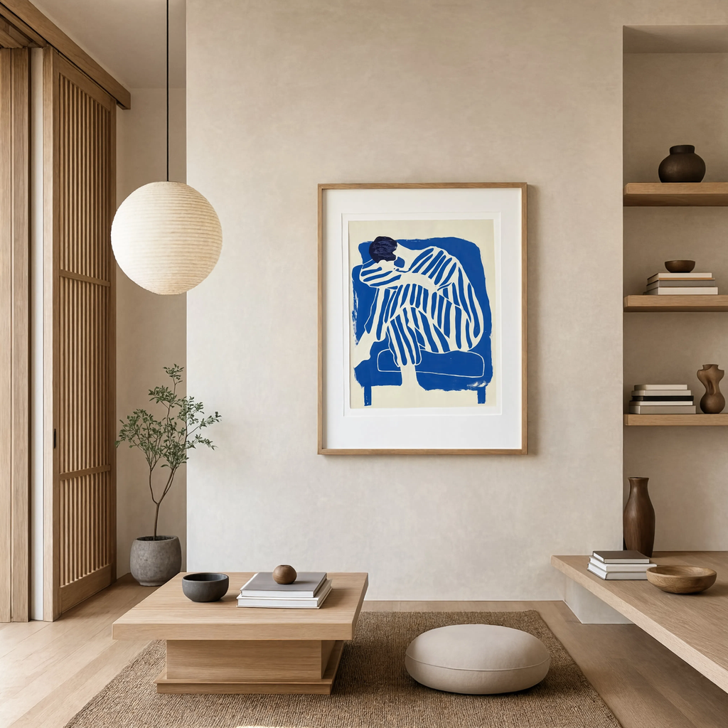 Blue Striped Figure II | Contemporary Figurative Wall Art