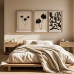 Set of 3 Monochromatic Botanical Art Prints – Minimalist Wall Art Collection - Hakyarts