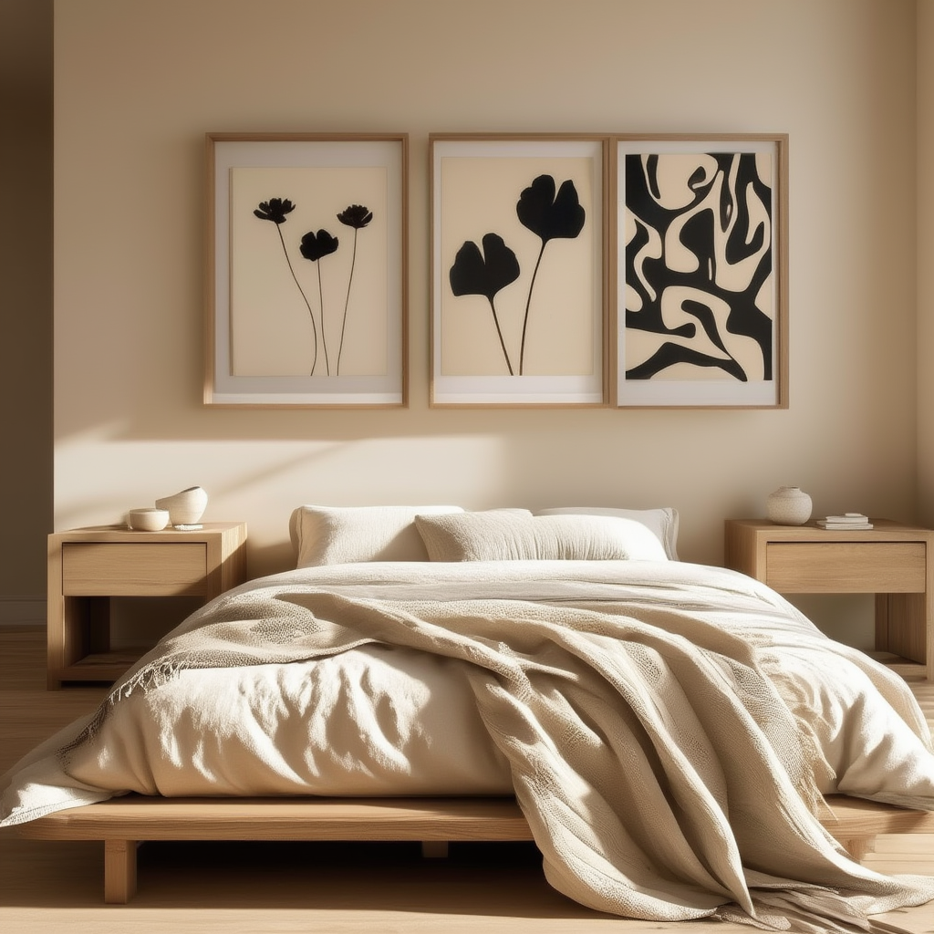 Set of 3 Monochromatic Botanical Art Prints – Minimalist Wall Art Collection - Hakyarts
