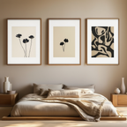 Set of 3 Monochromatic Botanical Art Prints – Minimalist Wall Art Collection - Hakyarts