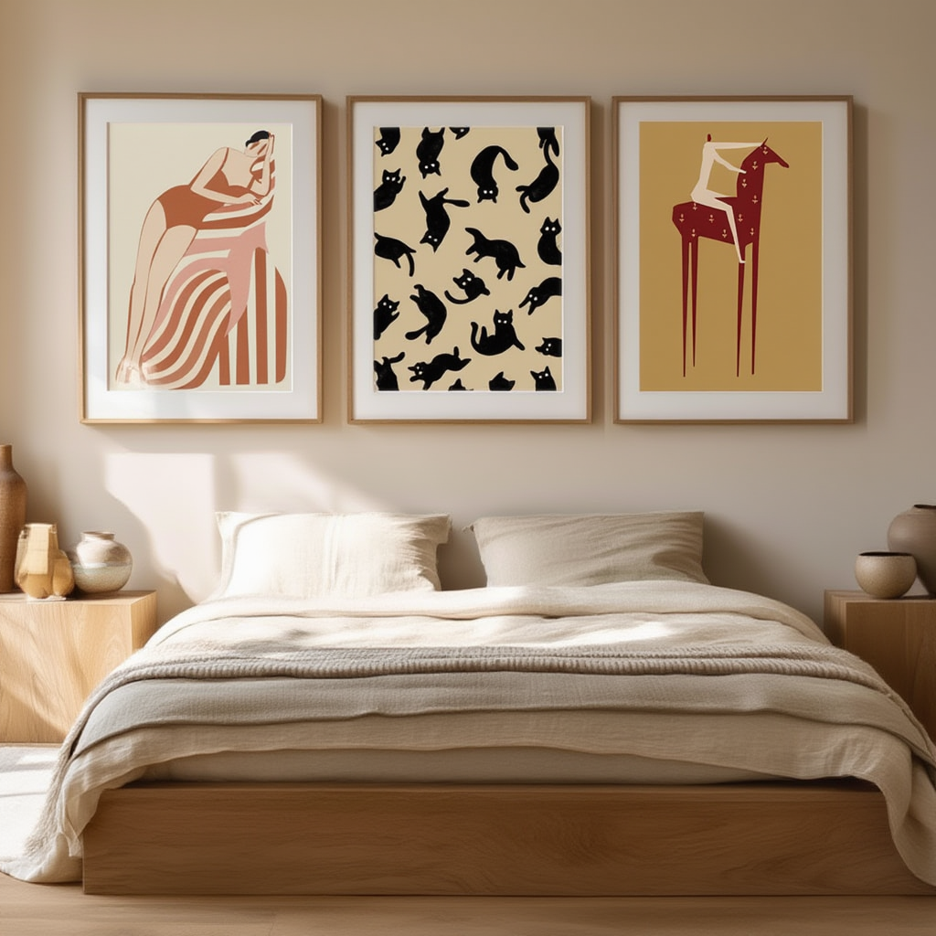 Set of 3 Figurative Illustrative Art Prints – Modern & Contemporary Wall Art - Hakyarts