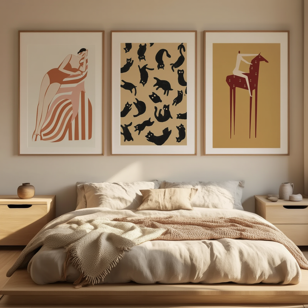 Set of 3 Figurative Illustrative Art Prints – Modern & Contemporary Wall Art - Hakyarts