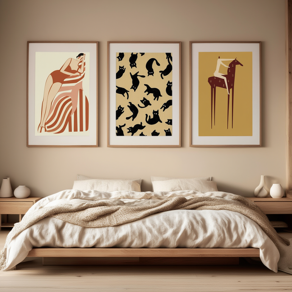 Set of 3 Figurative Illustrative Art Prints – Modern & Contemporary Wall Art - Hakyarts