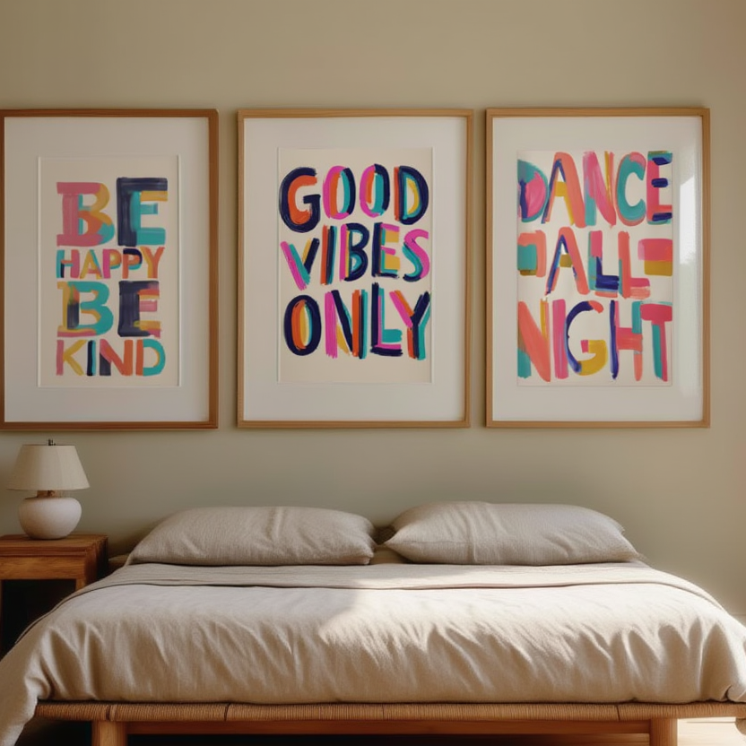 Set of 3 Good Vibes Posters – Positive Mood Wall Art