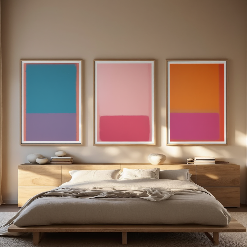 Rothko Abstract – Dining Room Set of 3 Modern Prints - Hakyarts