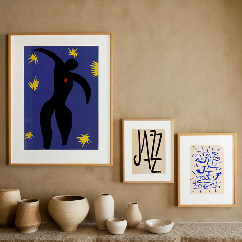 Bundle of 3 Kriechendes und Baumendes, Icarus & Jazz – Modern & Abstract Art Prints (Mixed Sizes) - Hakyarts
