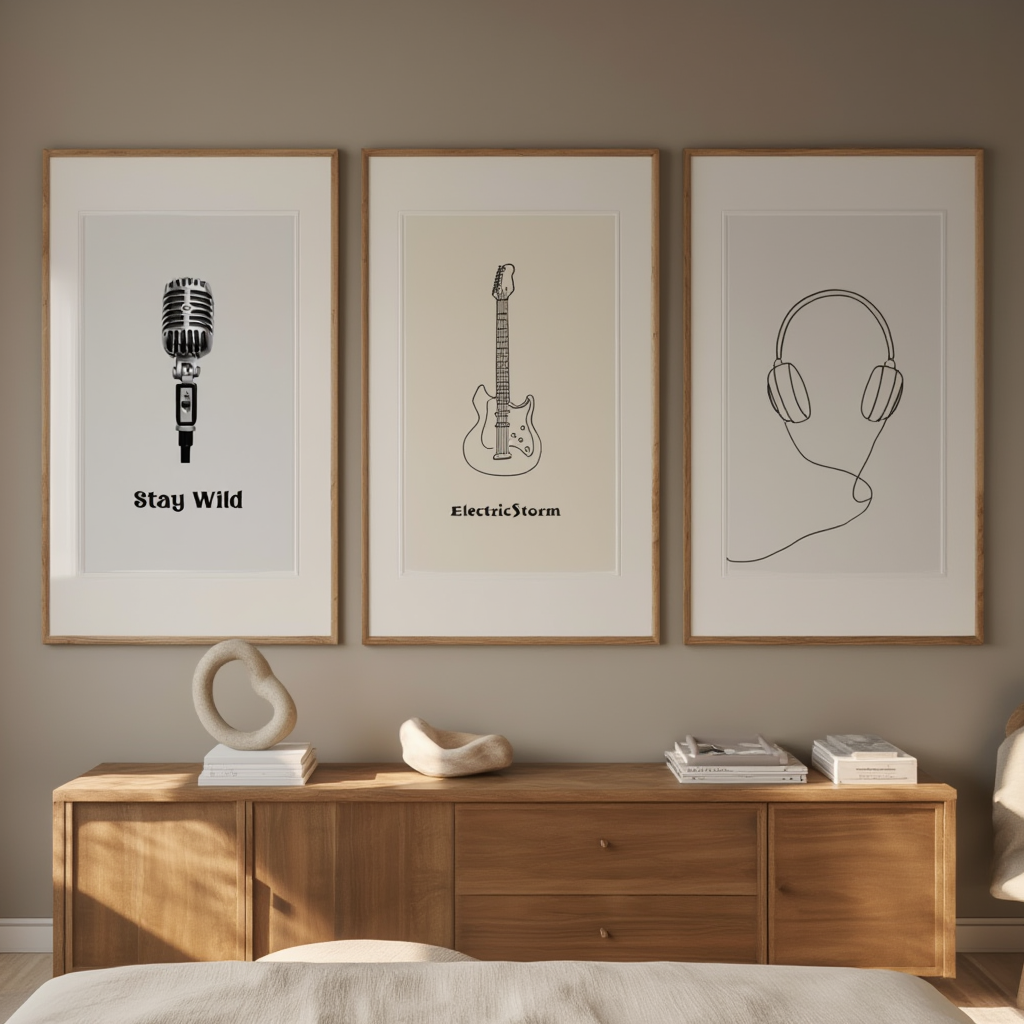 Music Gallery – Japandi Home Office Set of 3 - Hakyarts