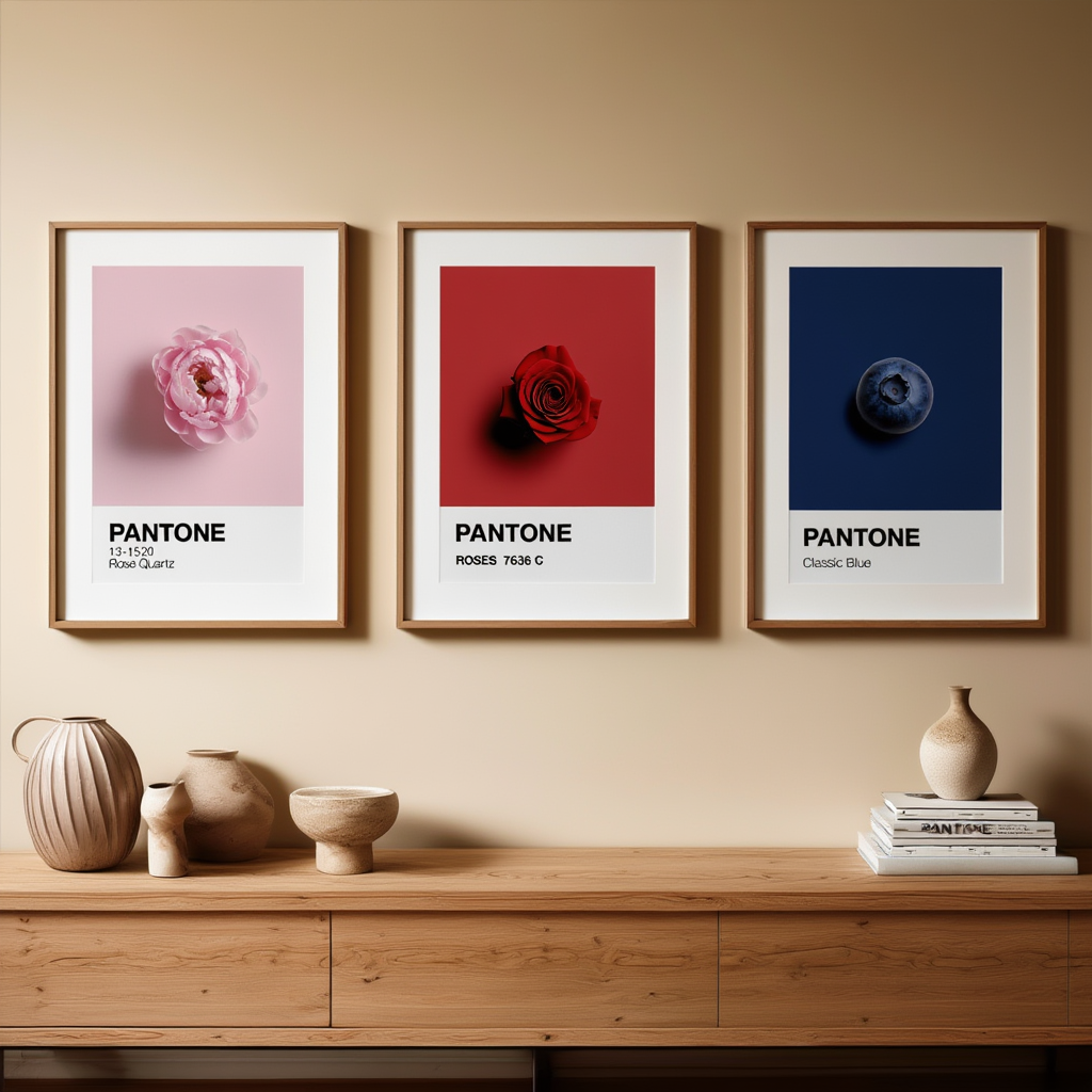 Set of 3 Pantone Colours – Minimalist Color Code Art Prints