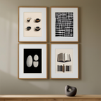 Black Striped Abstract – Set of 4 Geometric Art Prints - Hakyarts