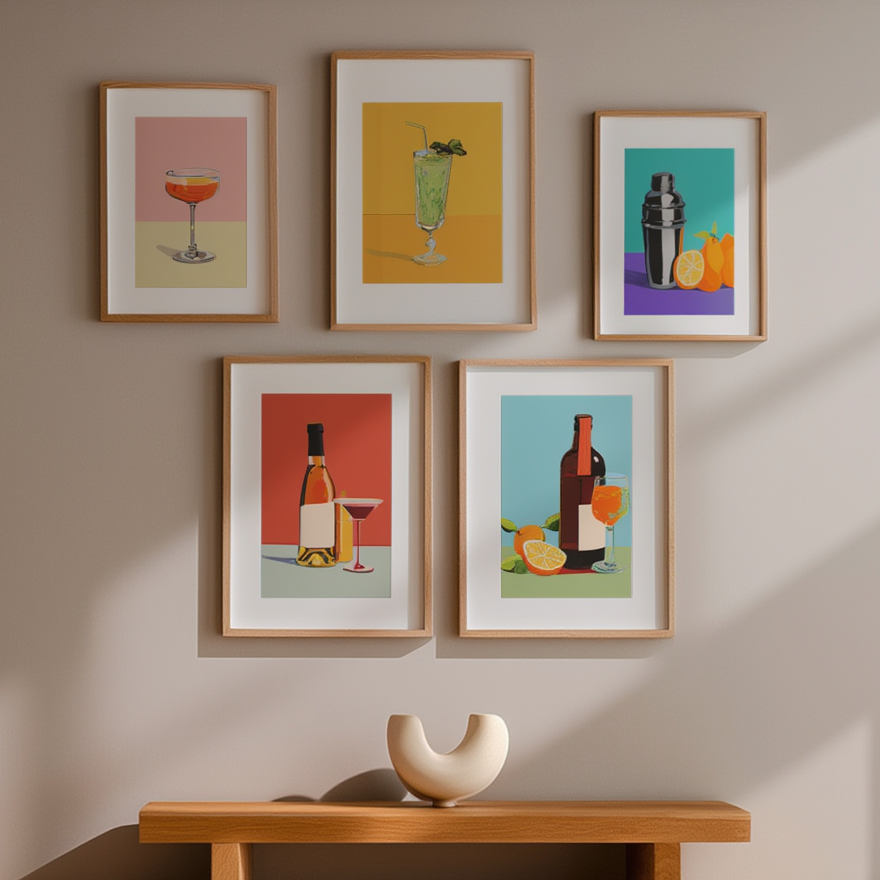Cocktail Bar Drinks – Set of 5 Art Prints - Hakyarts