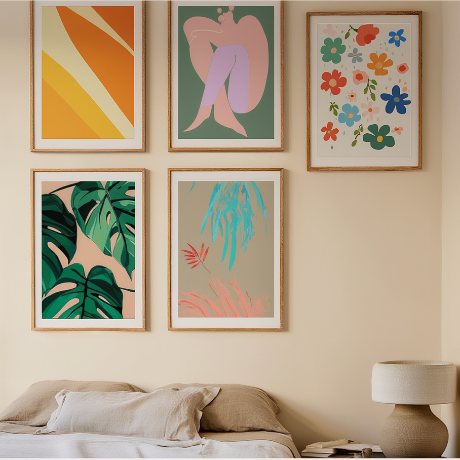 Vibrant Abstract Collection – Set of 5 Colorful Art Prints - Hakyarts