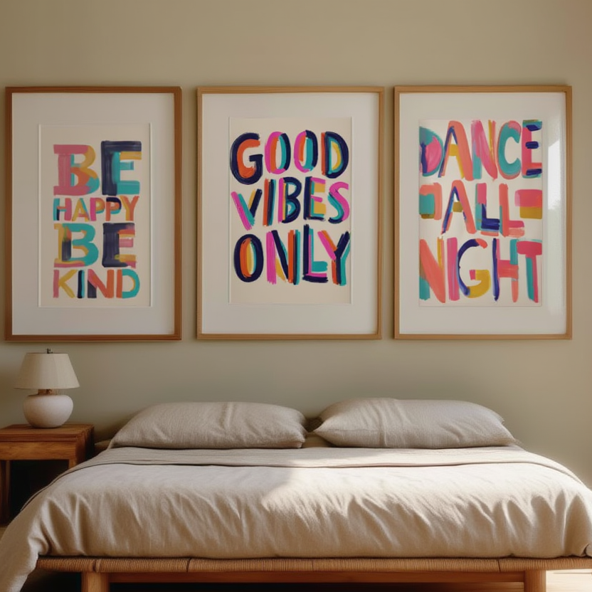 Set of 3 Good Vibes Posters – Positive Mood Wall Art