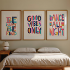 Set of 3 Good Vibes Posters – Positive Mood Wall Art