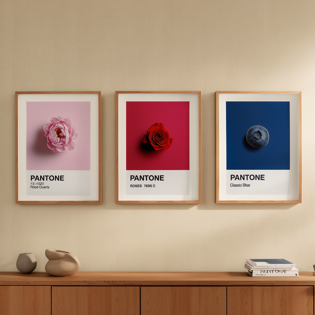 Set of 3 Pantone Colours – Minimalist Color Code Art Prints