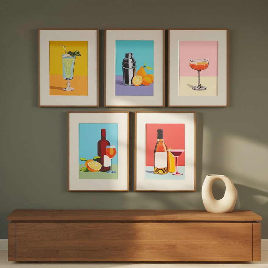 Cocktail Bar Drinks – Set of 5 Art Prints - Hakyarts