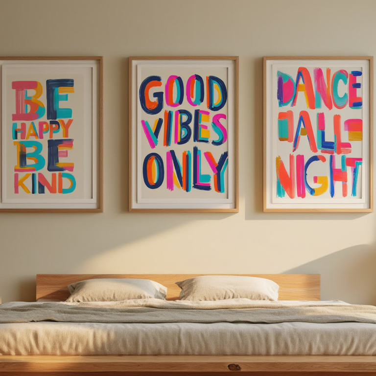 Set of 3 Good Vibes Posters – Positive Mood Wall Art