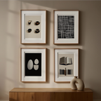 Black Striped Abstract – Set of 4 Geometric Art Prints - Hakyarts