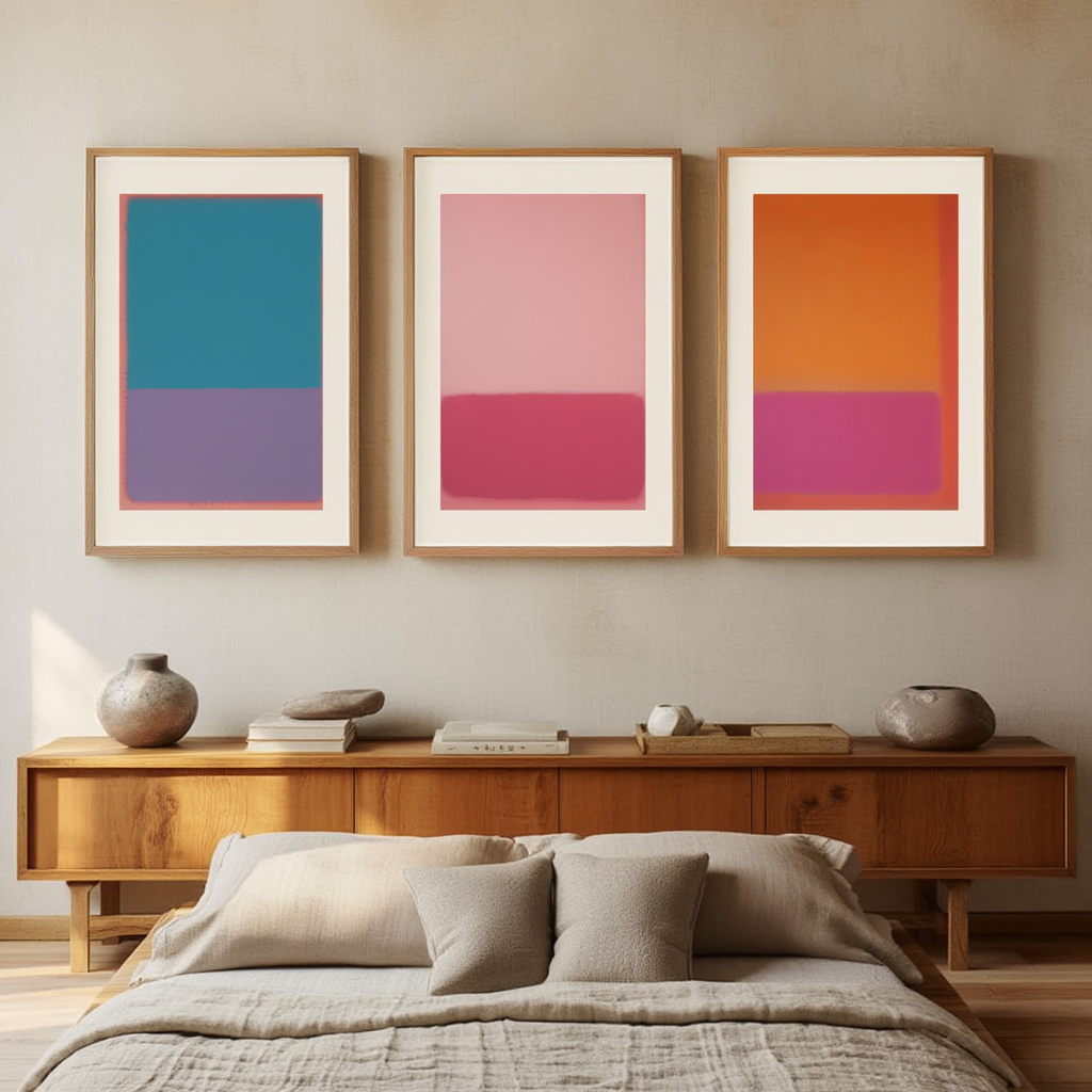Rothko Abstract – Dining Room Set of 3 Modern Prints - Hakyarts