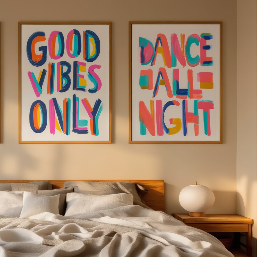 Set of 3 Good Vibes Posters – Positive Mood Wall Art