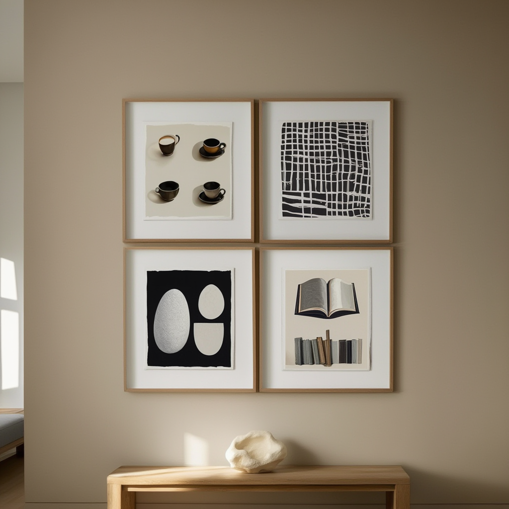 Black Striped Abstract – Set of 4 Geometric Art Prints - Hakyarts