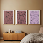 Set of 3 Abstract Faces Line Art Prints – Minimalist Modern Wall Art - Hakyarts