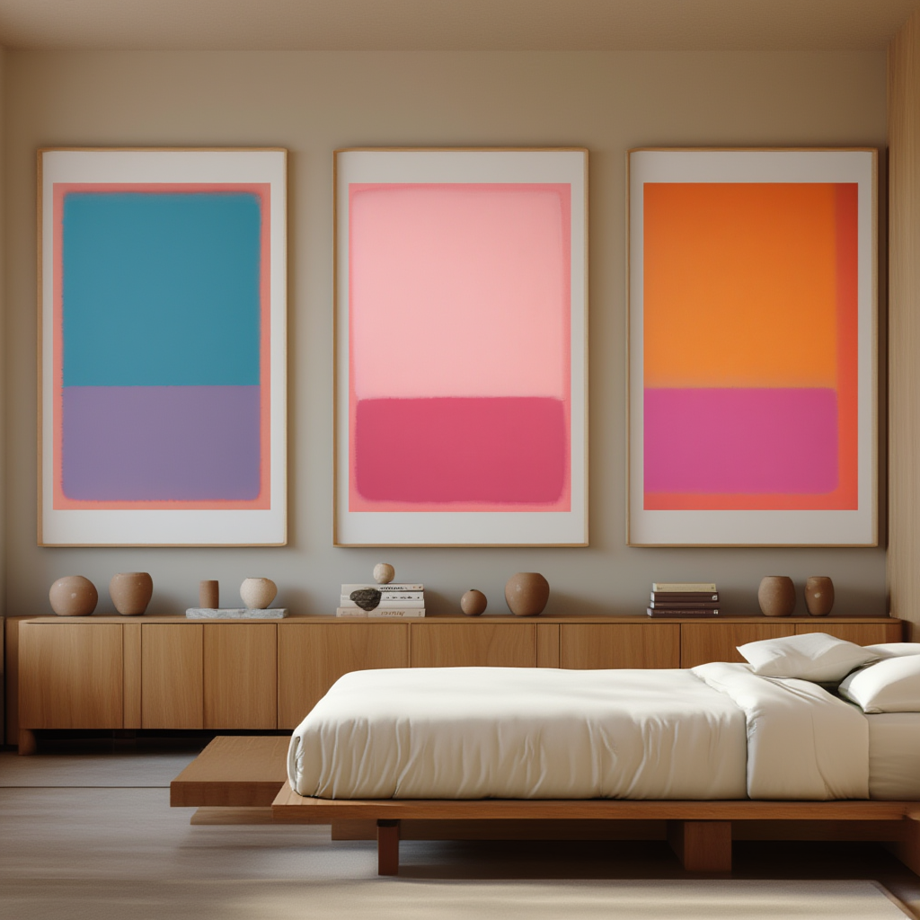 Rothko Abstract – Dining Room Set of 3 Modern Prints - Hakyarts