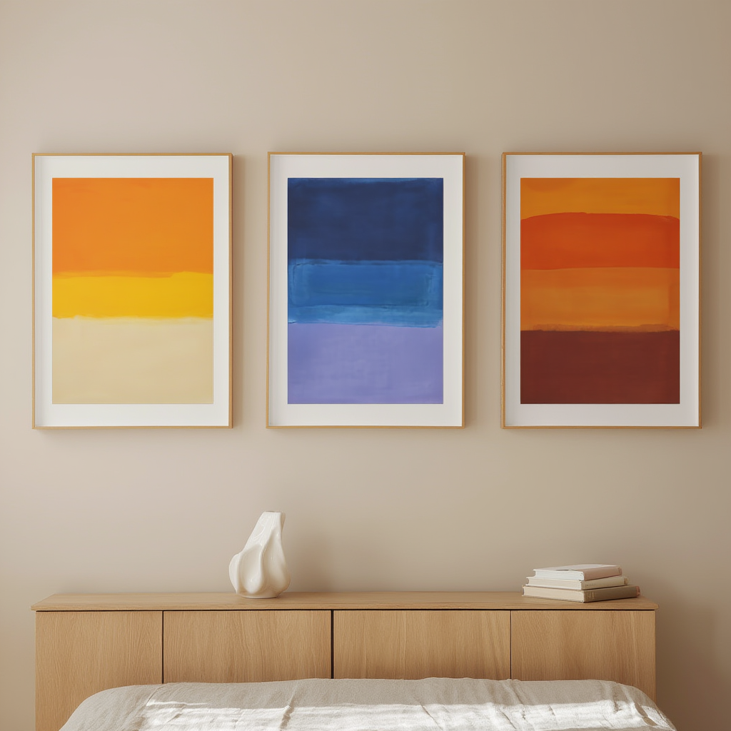 Rothko Inspired Set – Living Room 3 Prints - Hakyarts