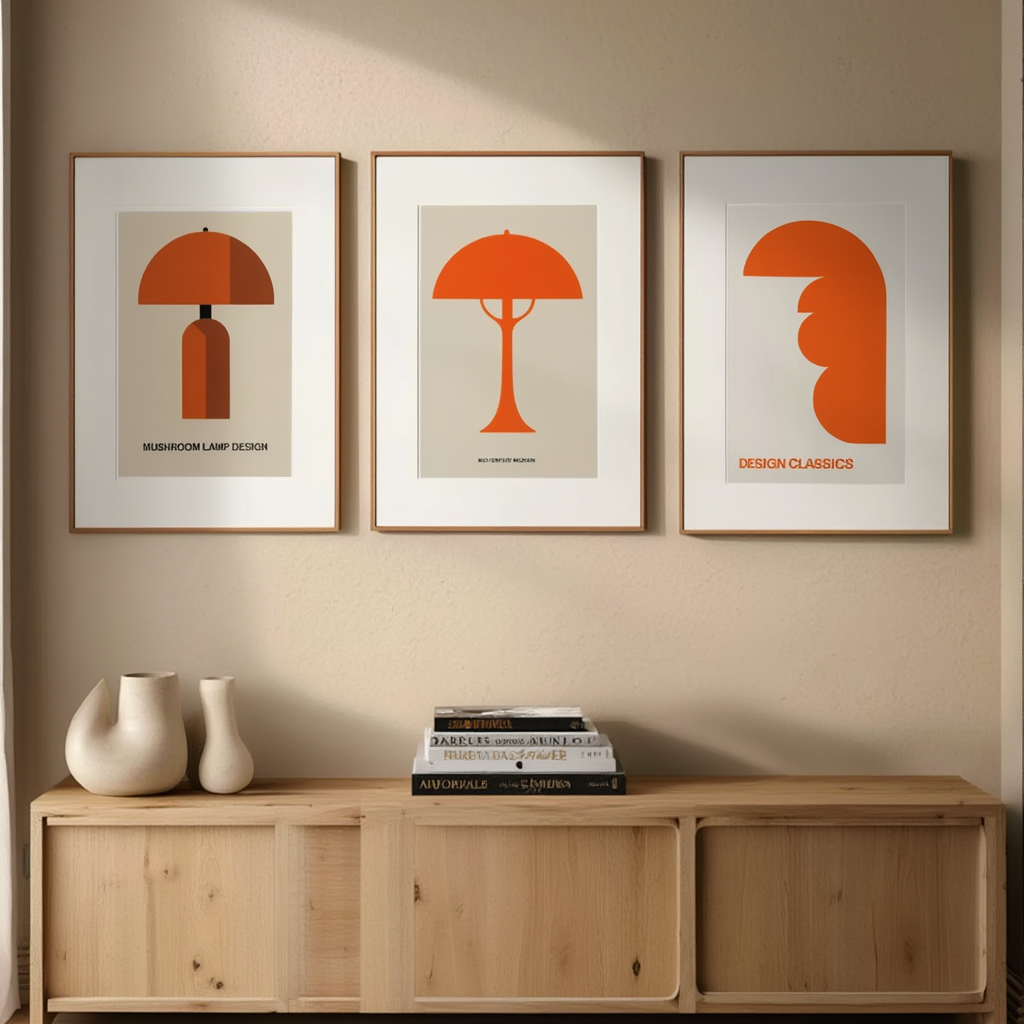 Set of 3 Mid Century Modern Lamps Prints – Retro Minimalist Wall Art - Hakyarts