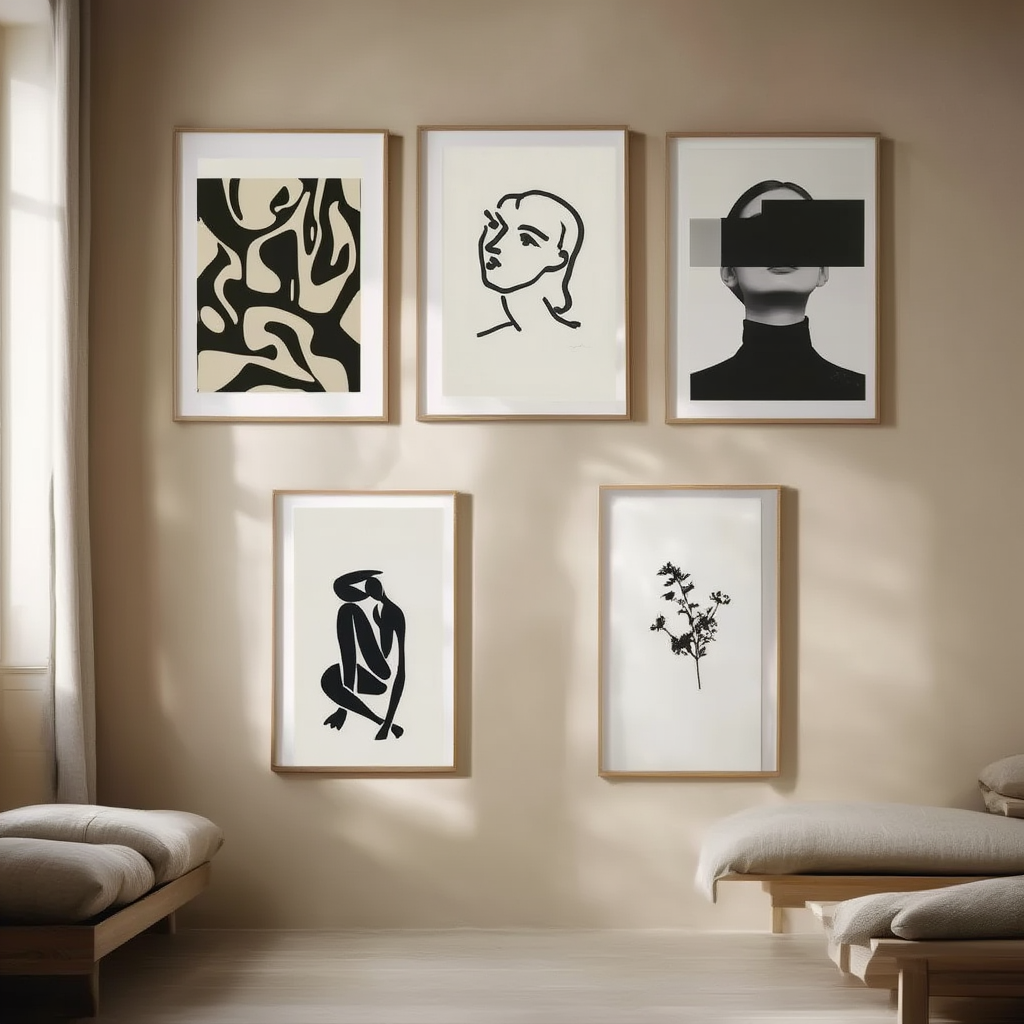 Monochrome Abstract-Inspired Abstract Prints – 5 Black & White Art Pieces