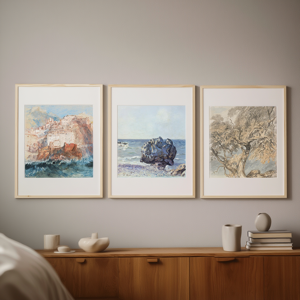 Set of 3 Sisley & Turner – Impressionist & Romantic Landscape Prints - Hakyarts