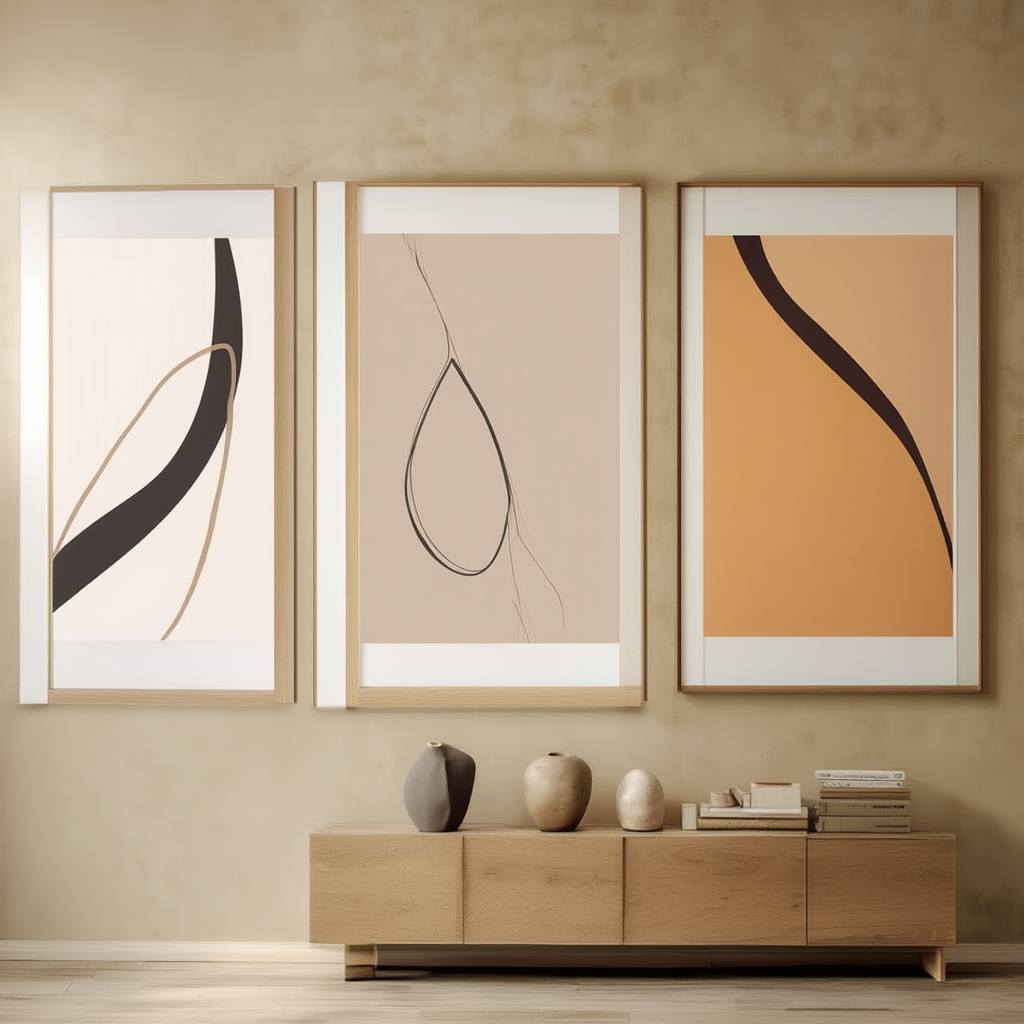 Set of 3 Earth Minimalist Prints – Neutral Contemporary Wall Art - Hakyarts