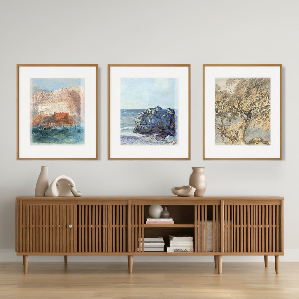 Set of 3 Sisley & Turner – Impressionist & Romantic Landscape Prints - Hakyarts