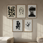Monochrome Abstract-Inspired Abstract Prints – 5 Black & White Art Pieces - Hakyarts