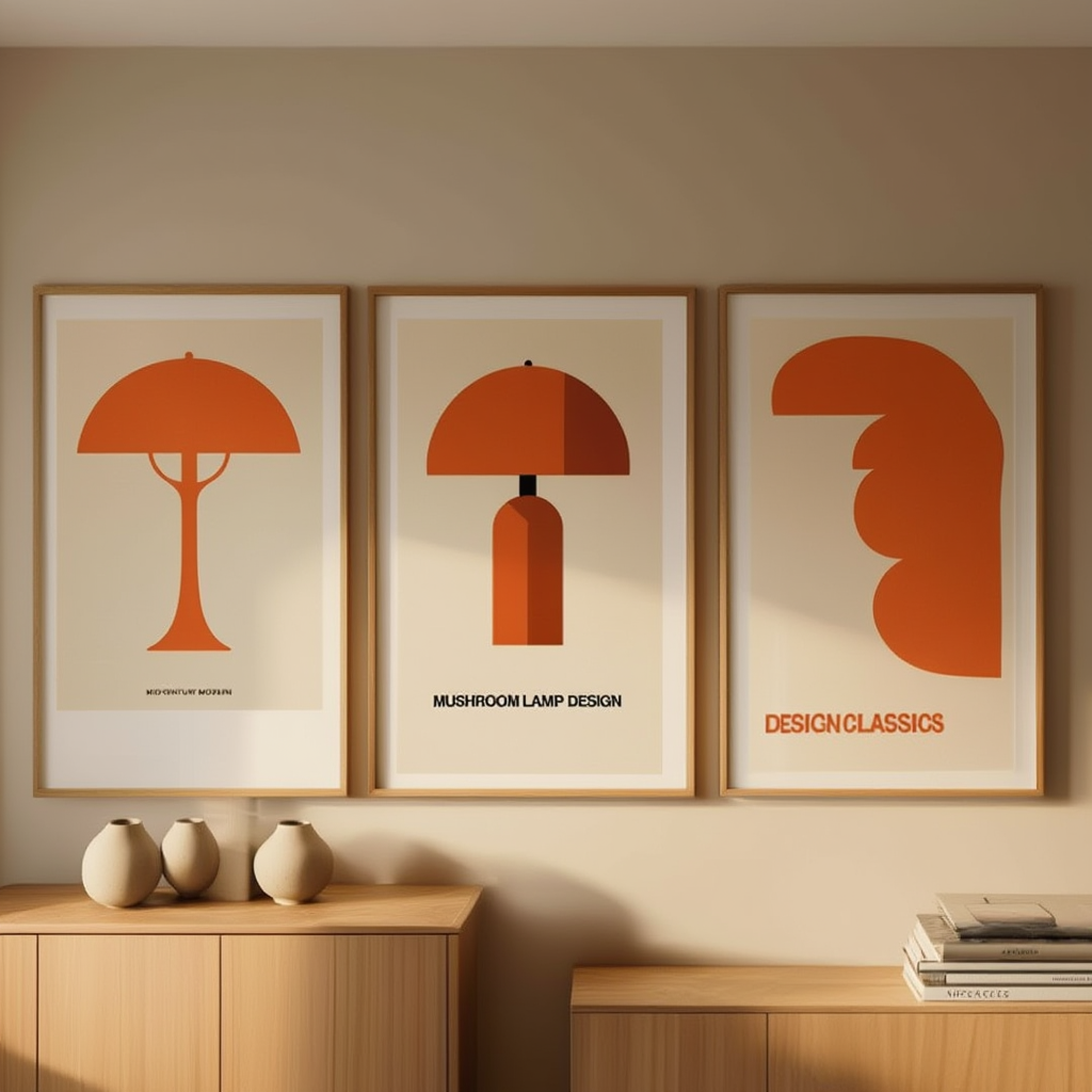 Set of 3 Mid Century Modern Lamps Prints – Retro Minimalist Wall Art - Hakyarts