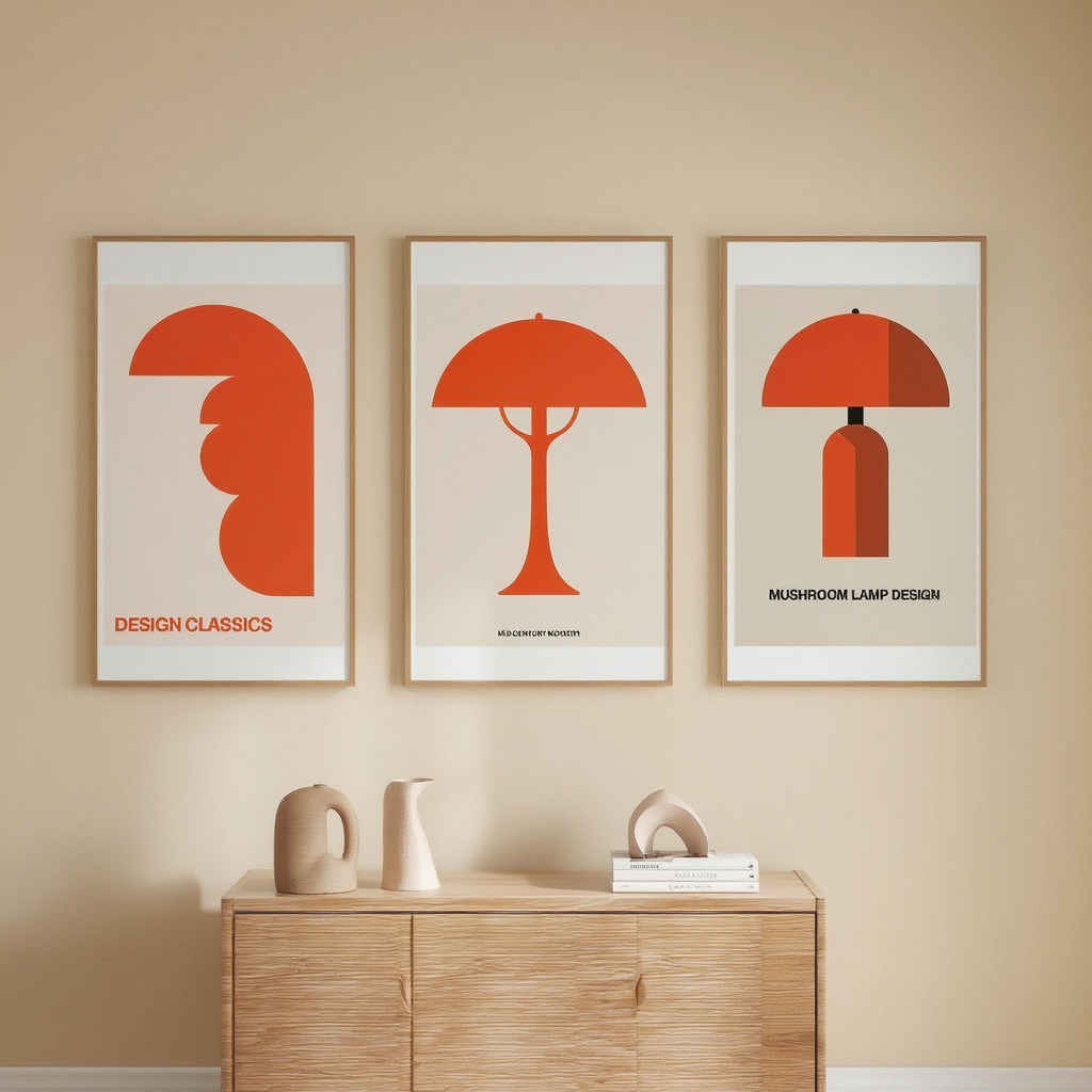 Set of 3 Mid Century Modern Lamps Prints – Retro Minimalist Wall Art - Hakyarts