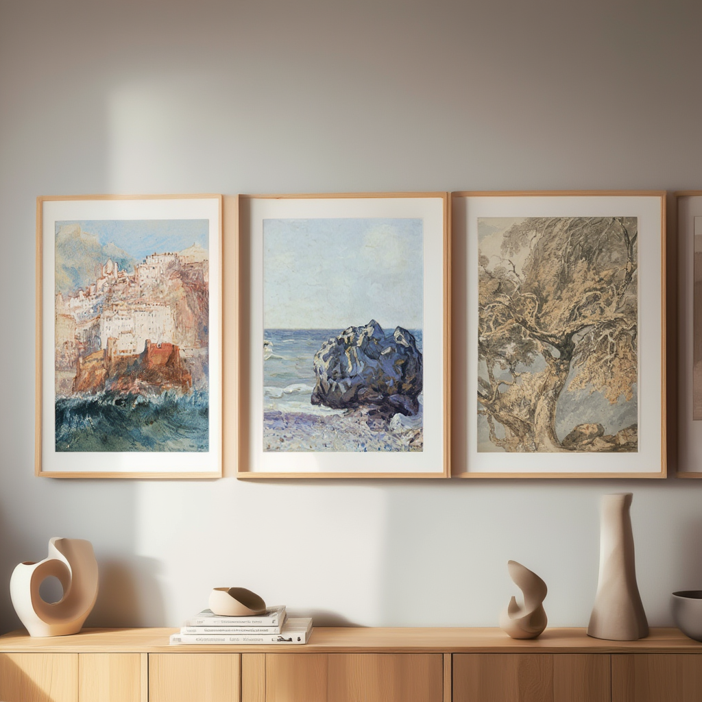 Set of 3 Sisley & Turner – Impressionist & Romantic Landscape Prints - Hakyarts