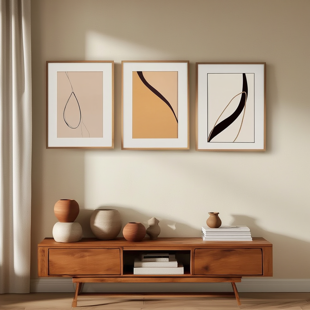 Set of 3 Earth Minimalist Prints – Neutral Contemporary Wall Art - Hakyarts