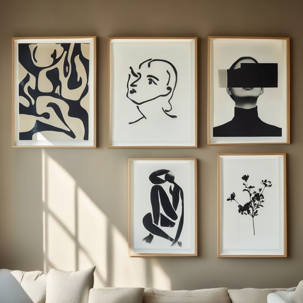 Monochrome Abstract-Inspired Abstract Prints – 5 Black & White Art Pieces