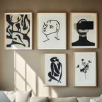 Monochrome Abstract-Inspired Abstract Prints – 5 Black & White Art Pieces - Hakyarts